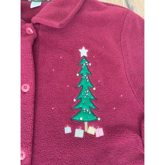 CJ Banks Fleece Christmas Sweater Button Up Size X Vintage - Picture 3 of 10
